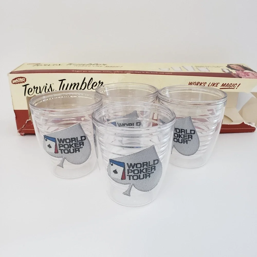 Tervis Tumbler World Poker Tour Set of Four 12oz Plastic Insulated Cups